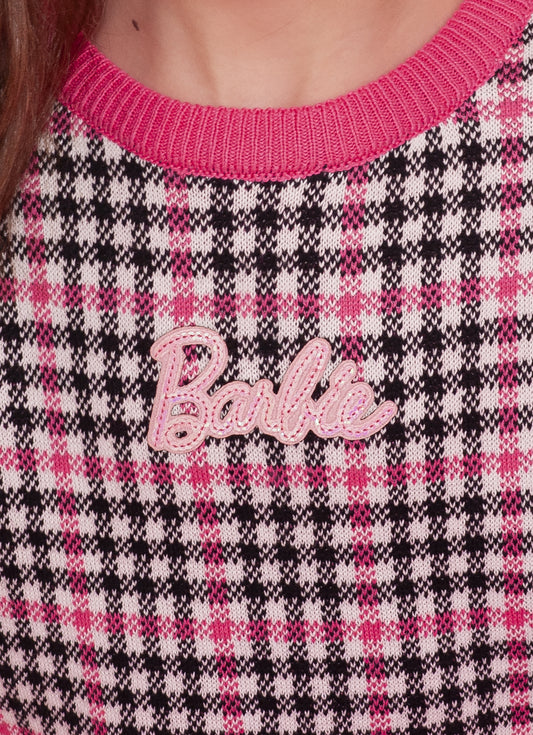 Blusa Tricot Xadrez Patche Barbie Blusa Tricot Xadrez Patche Barbie