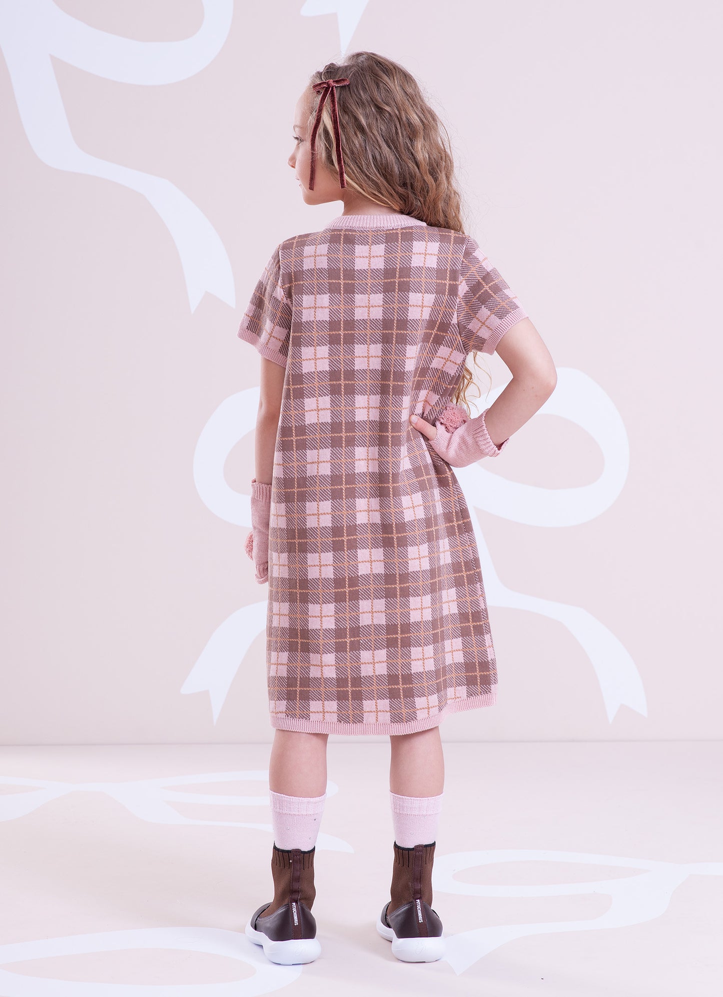 Vestido Tricot Xadrez Prega