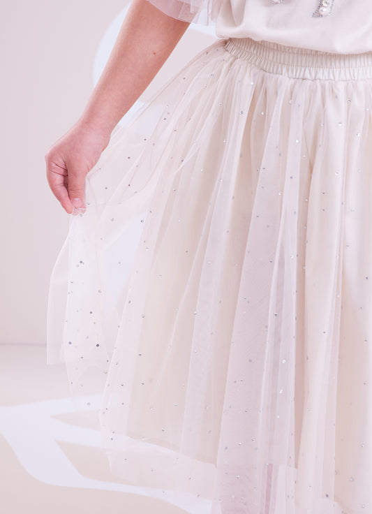Saia Short Midi Tule Cristais Saia Short Midi Tule Cristais
