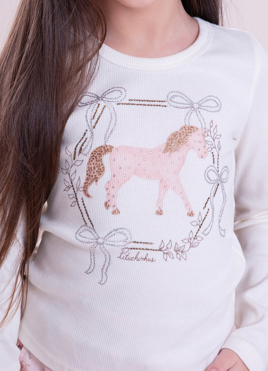 Blusa Ribana Moldura Cavalinho Cristal Blusa Ribana Moldura Cavalinho Cristal