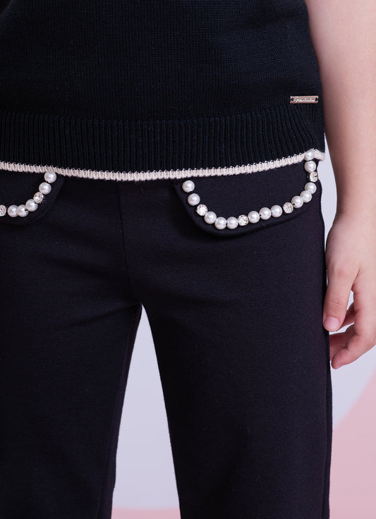 Calça Flare Lapelas Bordadas Calça Flare Lapelas Bordadas