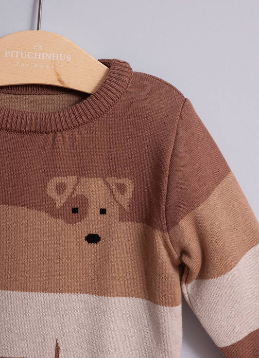 Blusa Tricot Listras Cachorros For Boys Blusa Tricot Listras Cachorros For Boys