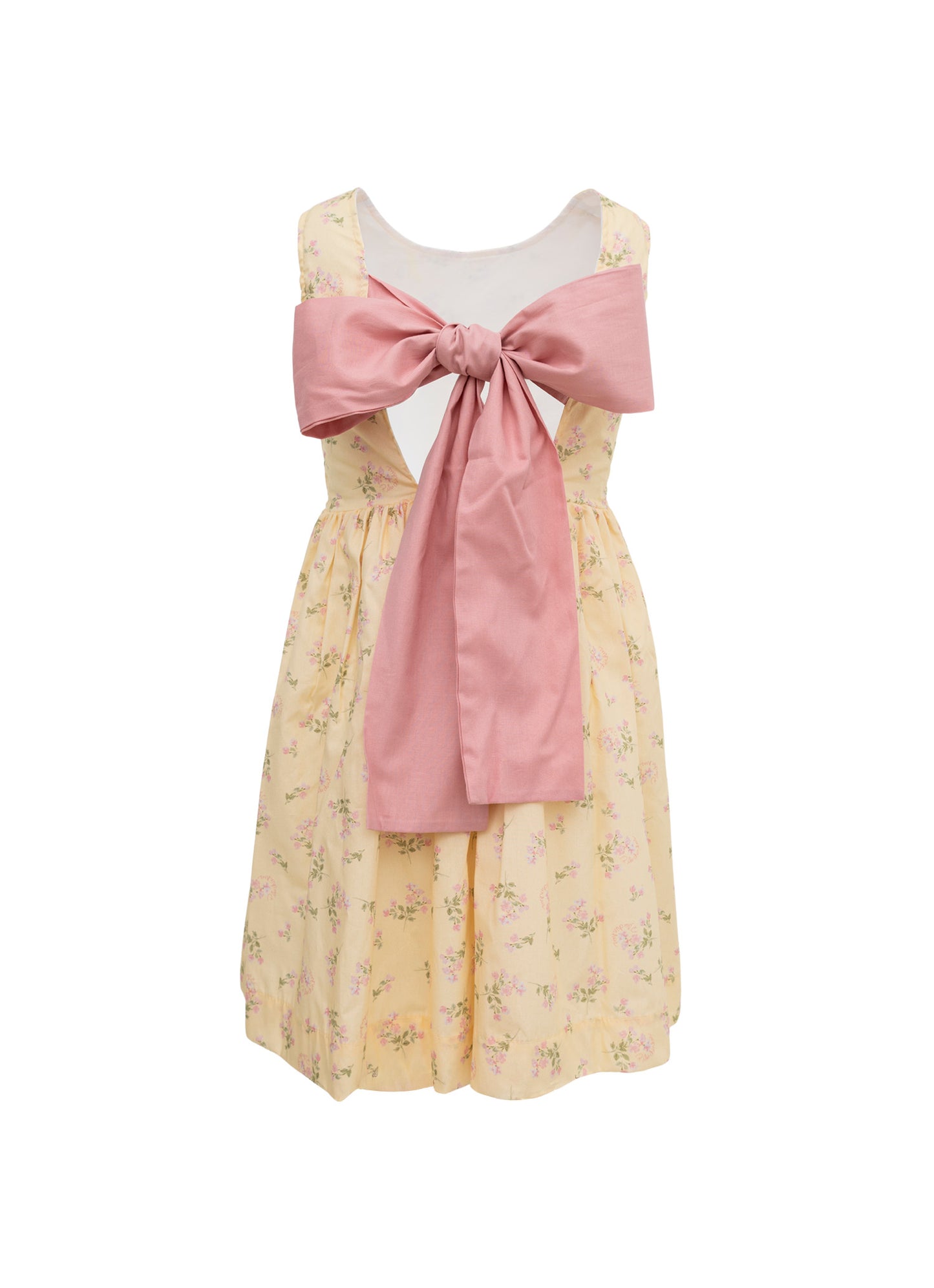 Vestido Algodão Multi Flores e Cachorrinhos Laço Costas