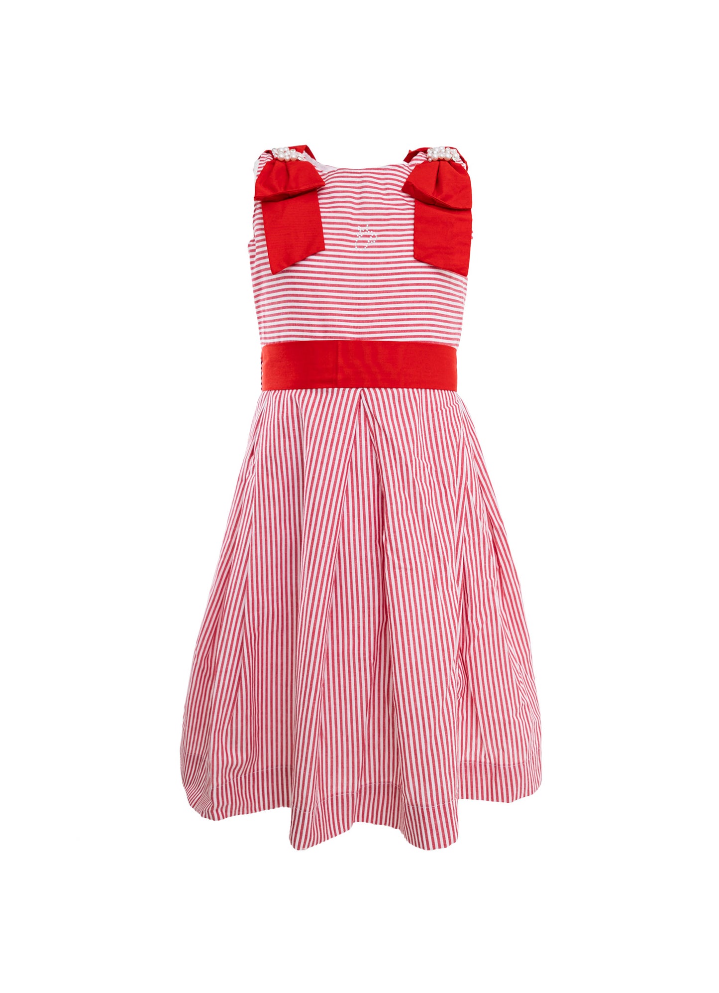 Vestido Algodão Listrado Maxi Laço Natal