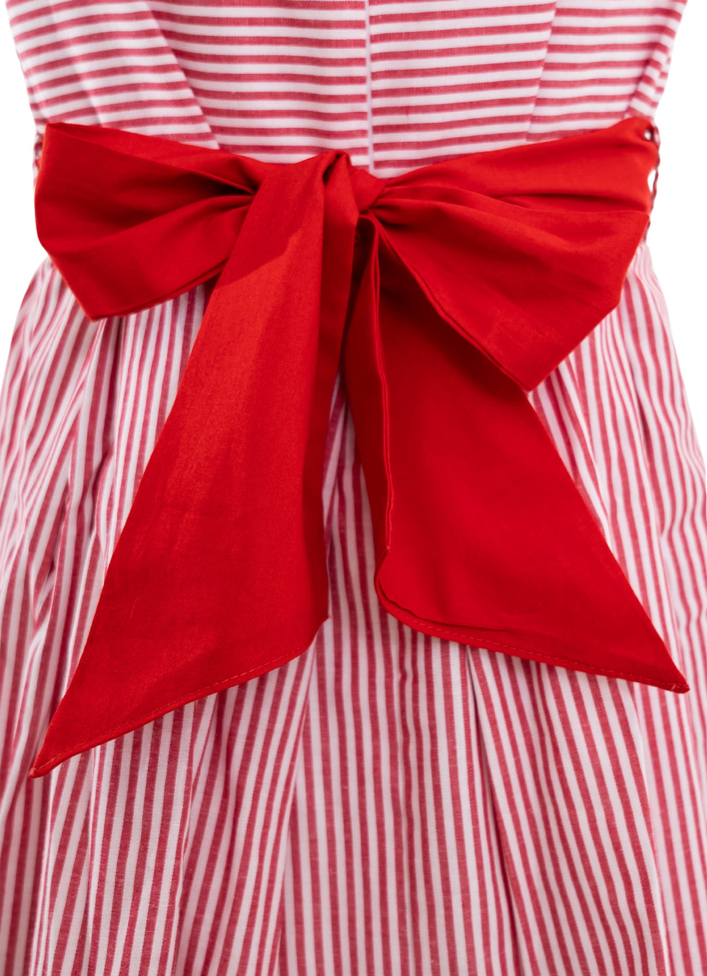 Vestido Algodão Listrado Maxi Laço Natal