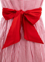 Vestido Algodão Listrado Maxi Laço Natal