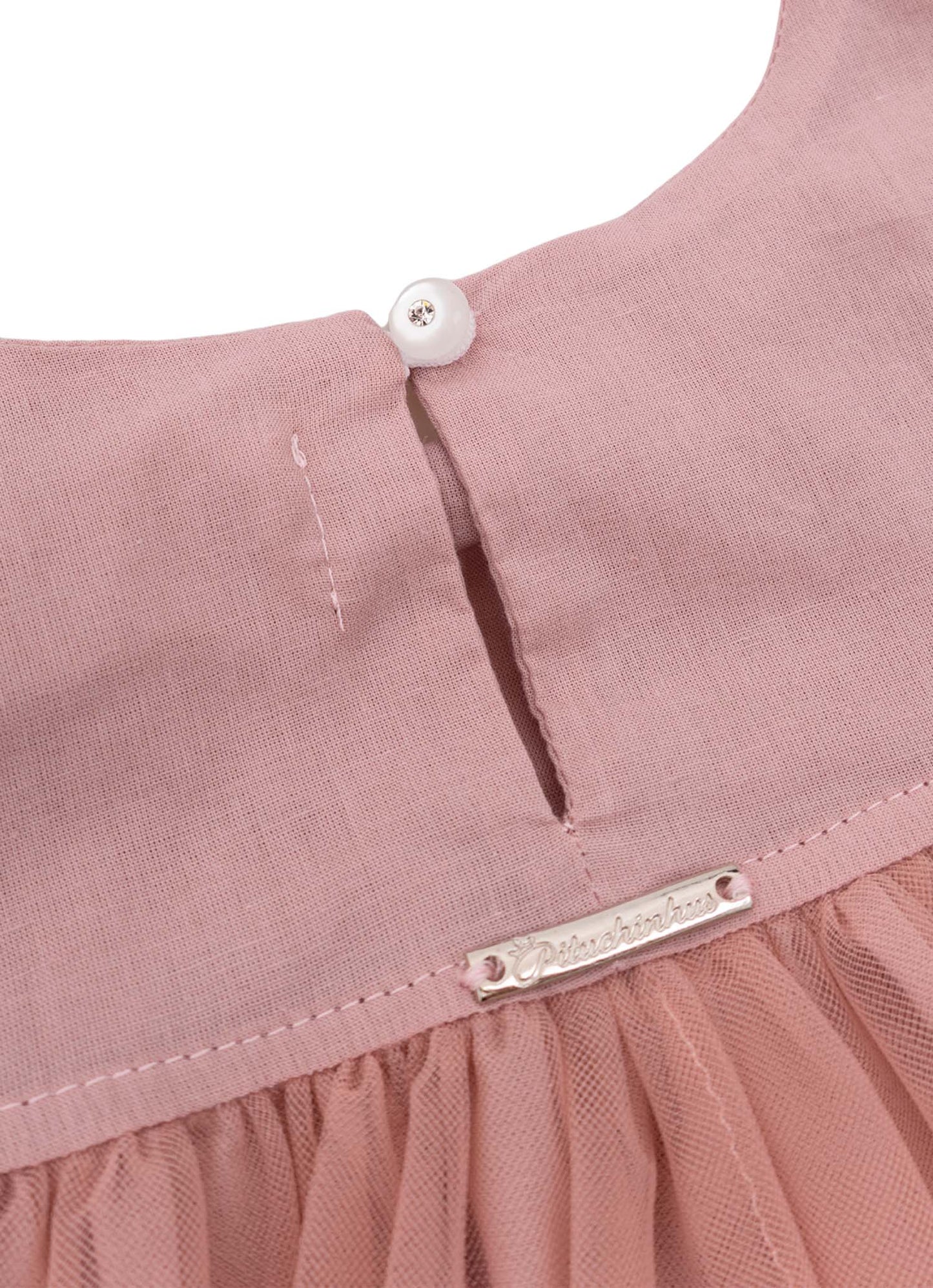 Vestido Tule Princesa Bordados Pérolas e Cristais