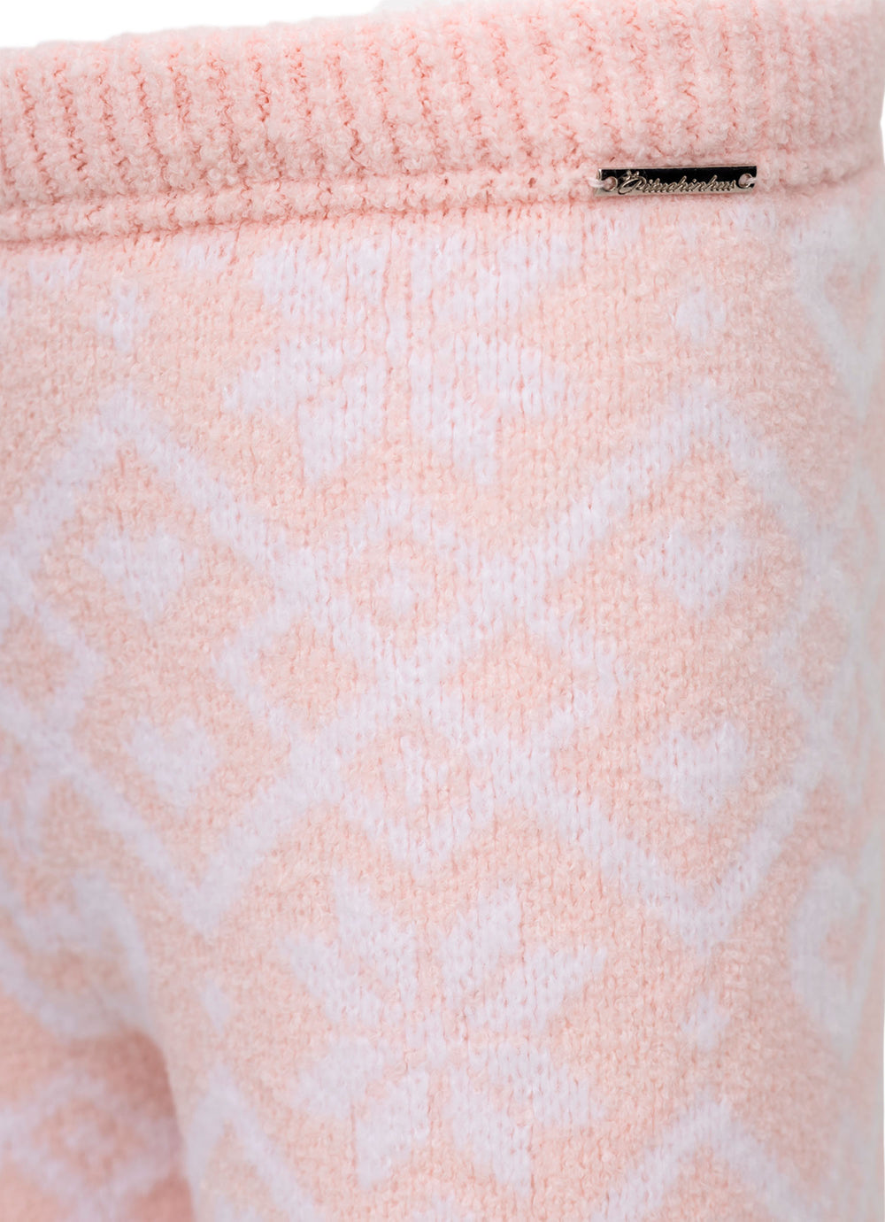 Calça Tricot Reta Jacquard Floco E Coração