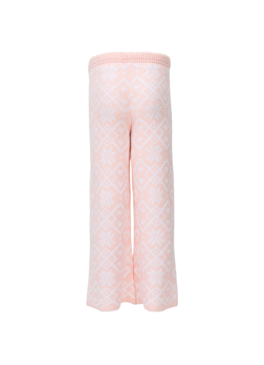 Calça Tricot Reta Jacquard Floco E Coração