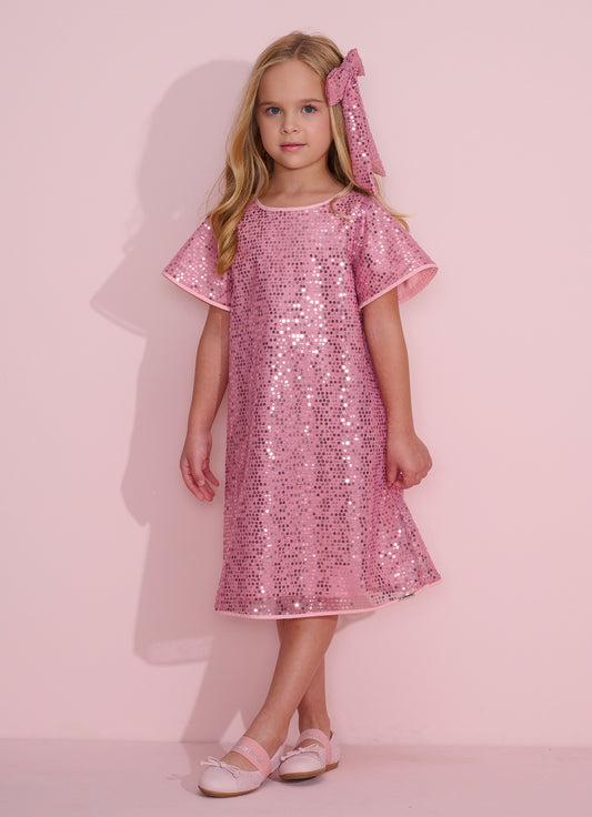 Vestido Festa Paetê Com Presilha Laço