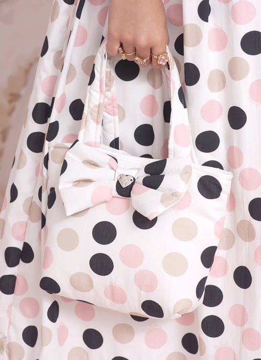 Bolsa Algodão Estampado Laço Puffer