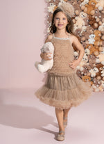 Conjunto Festa Blusa Ribana e Saia Short Tule