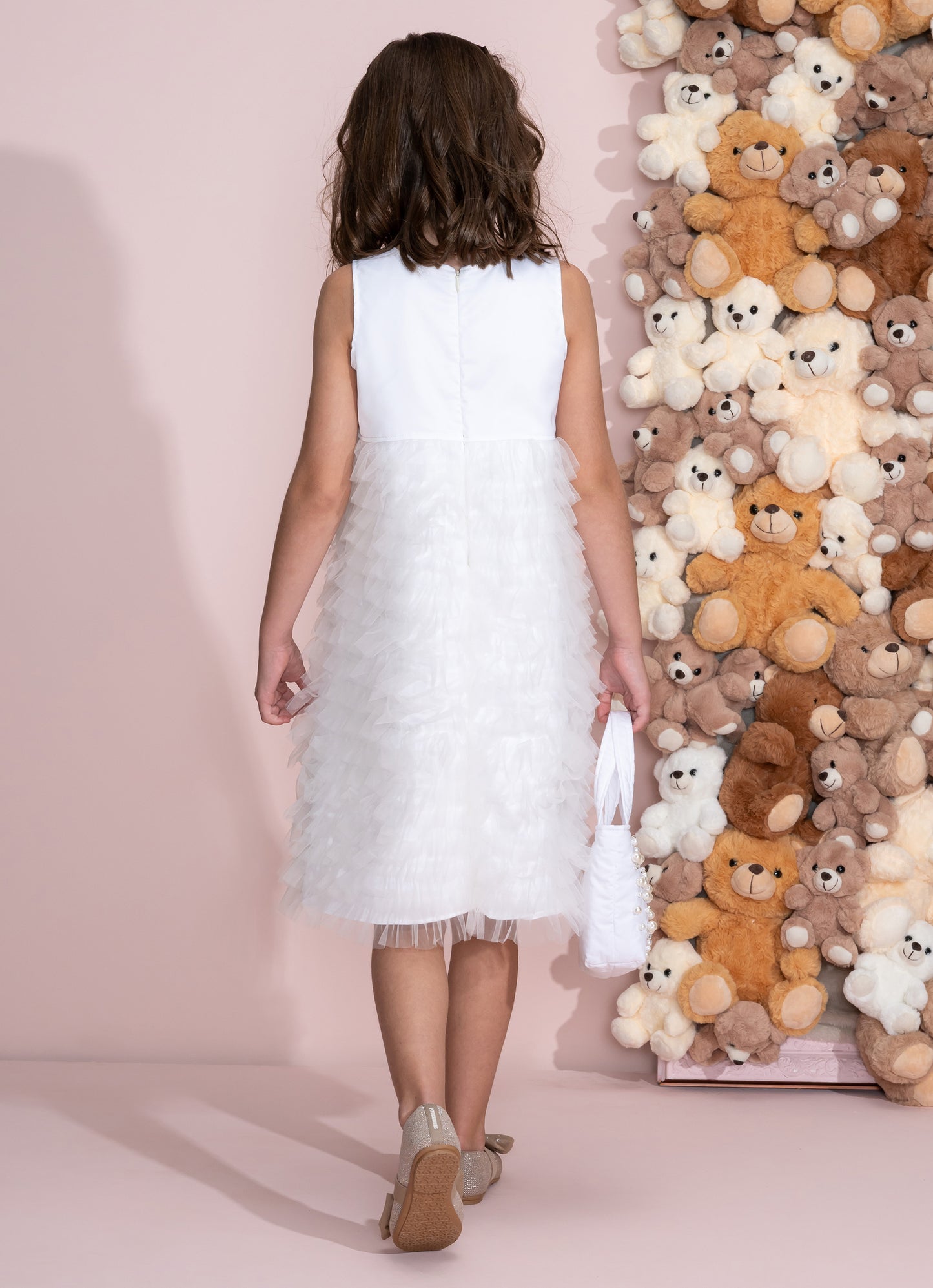 Vestido Festa Cetim Babadinhos Tule