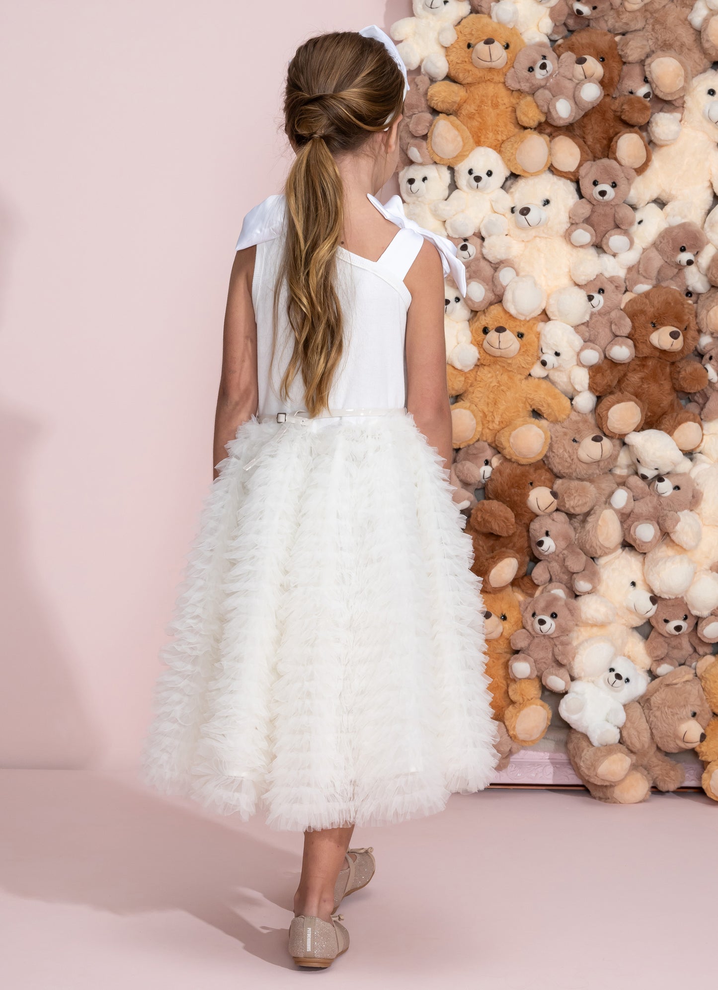 Vestido Festa Tule Frufru Laço