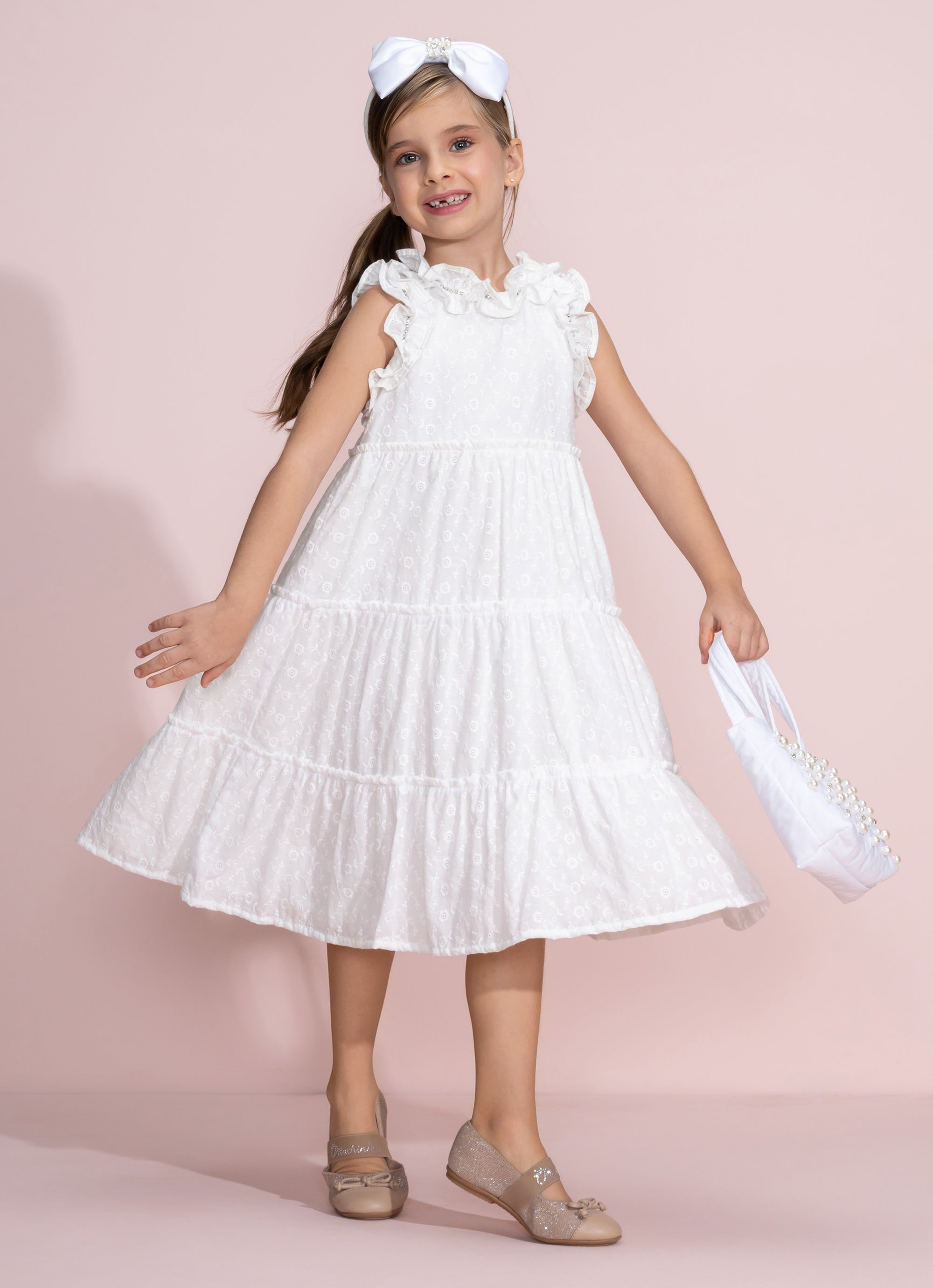 Vestido Festa  Broderi Babados Cristal