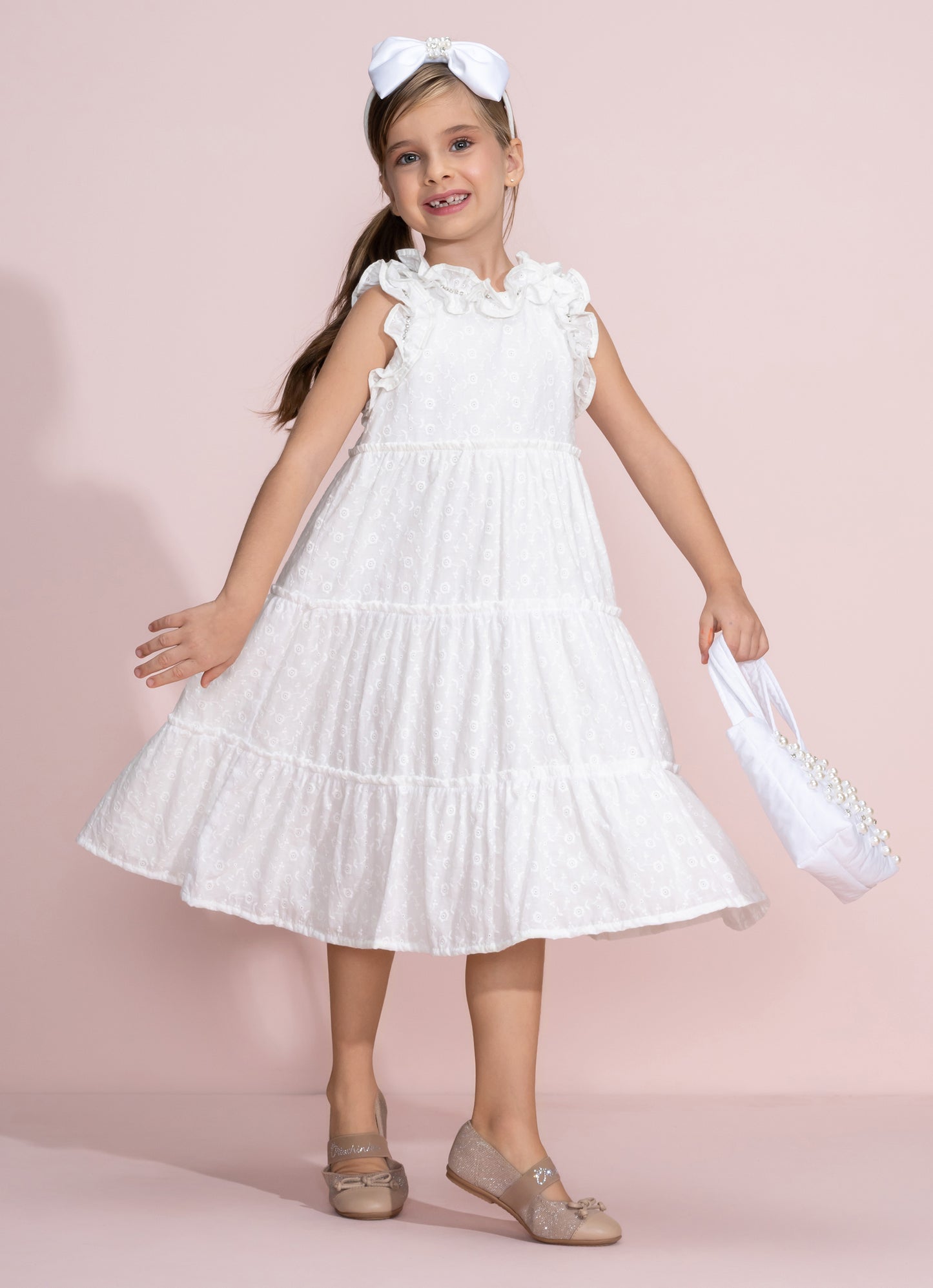 Vestido Festa  Broderi Babados Cristal