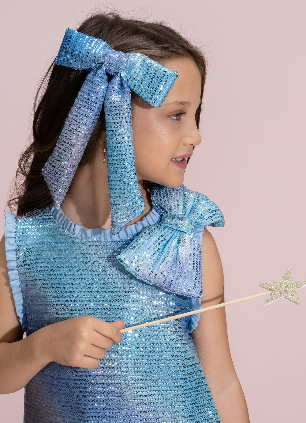 Vestido Festa Paetê Com Presilha Laço