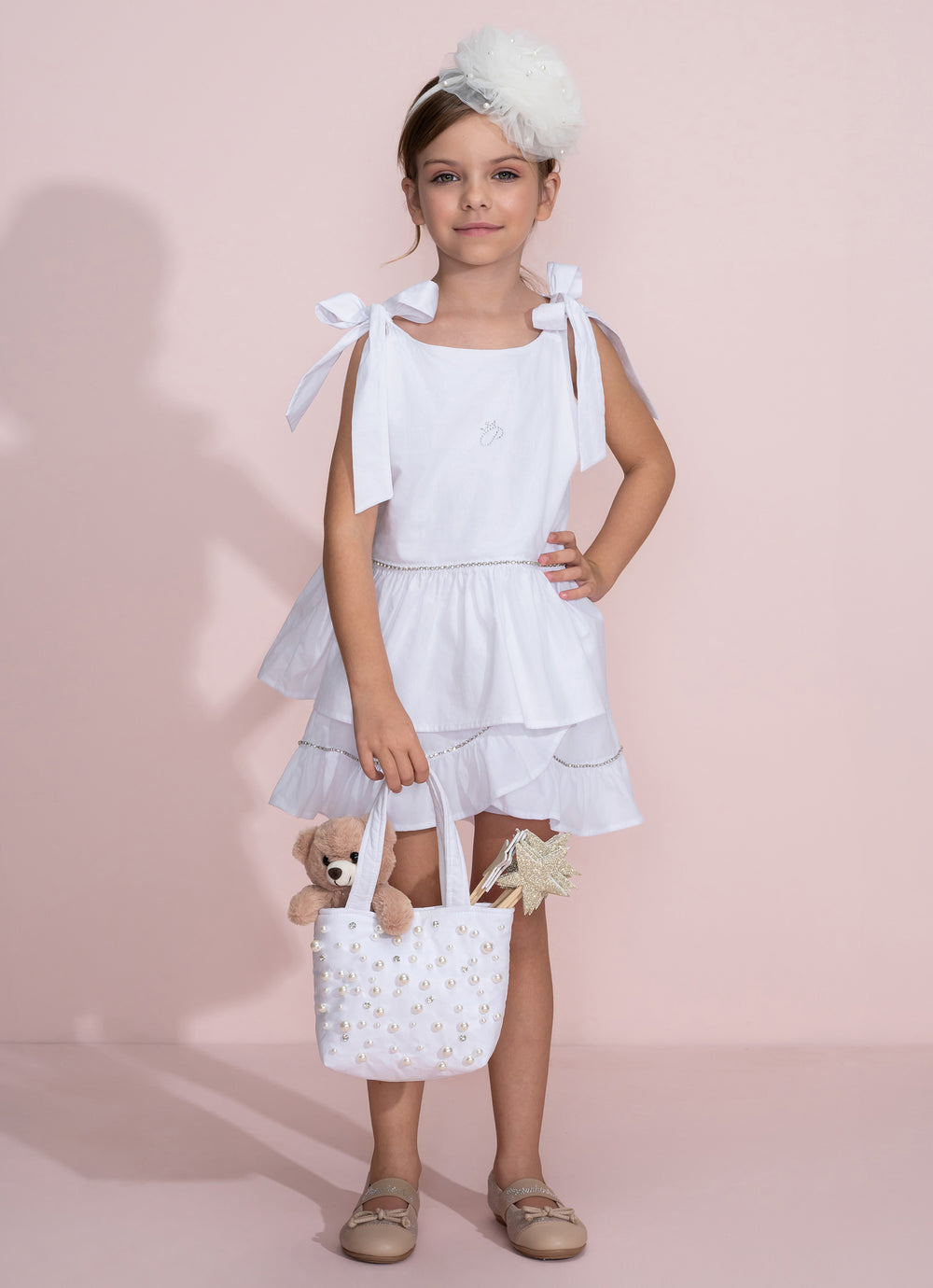 Conjunto Festa Blusa e Saia Short Tricoline