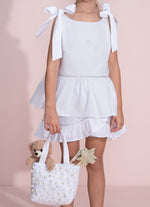 Conjunto Festa Blusa e Saia Short Tricoline