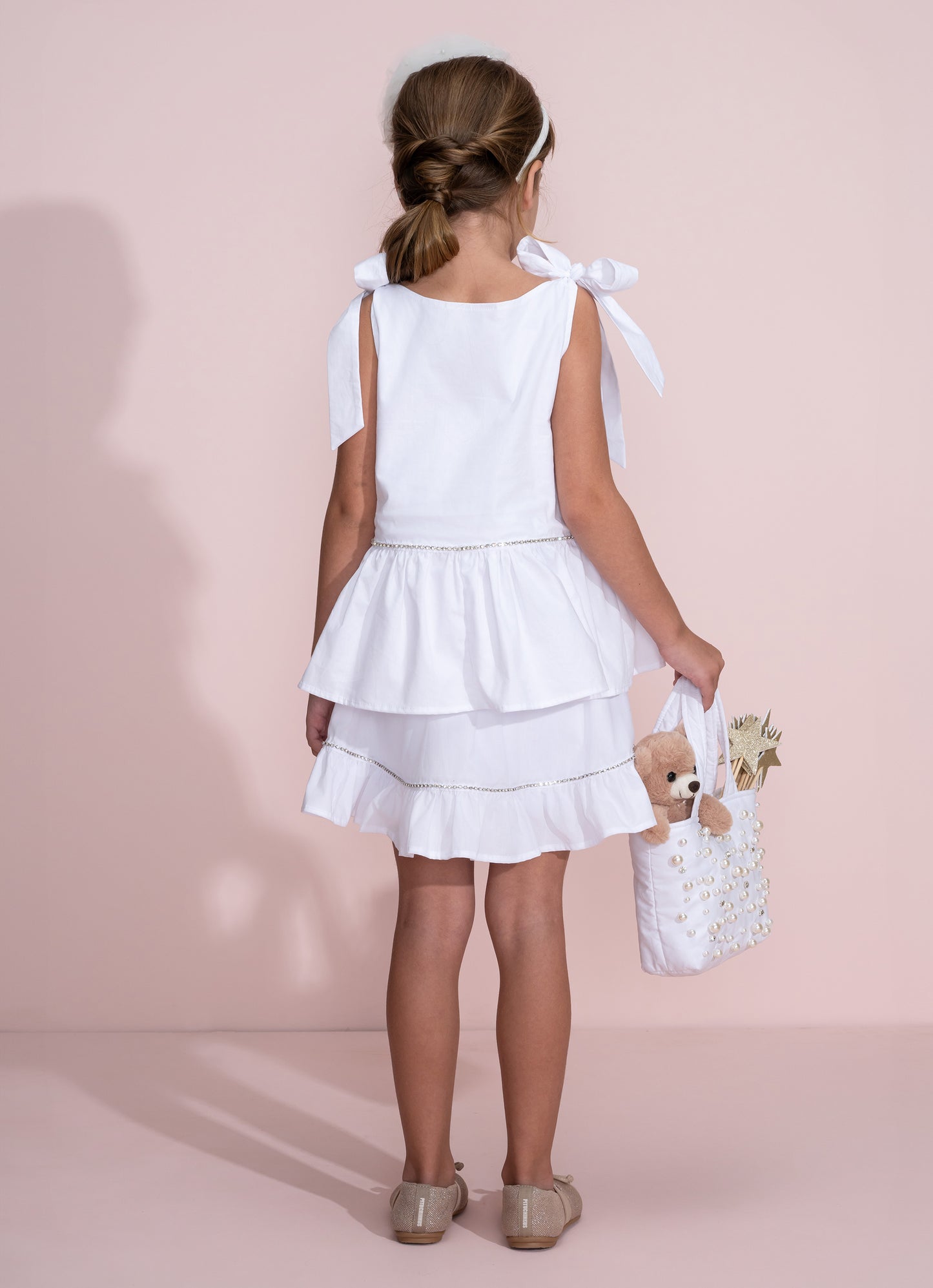 Conjunto Festa Blusa e Saia Short Tricoline