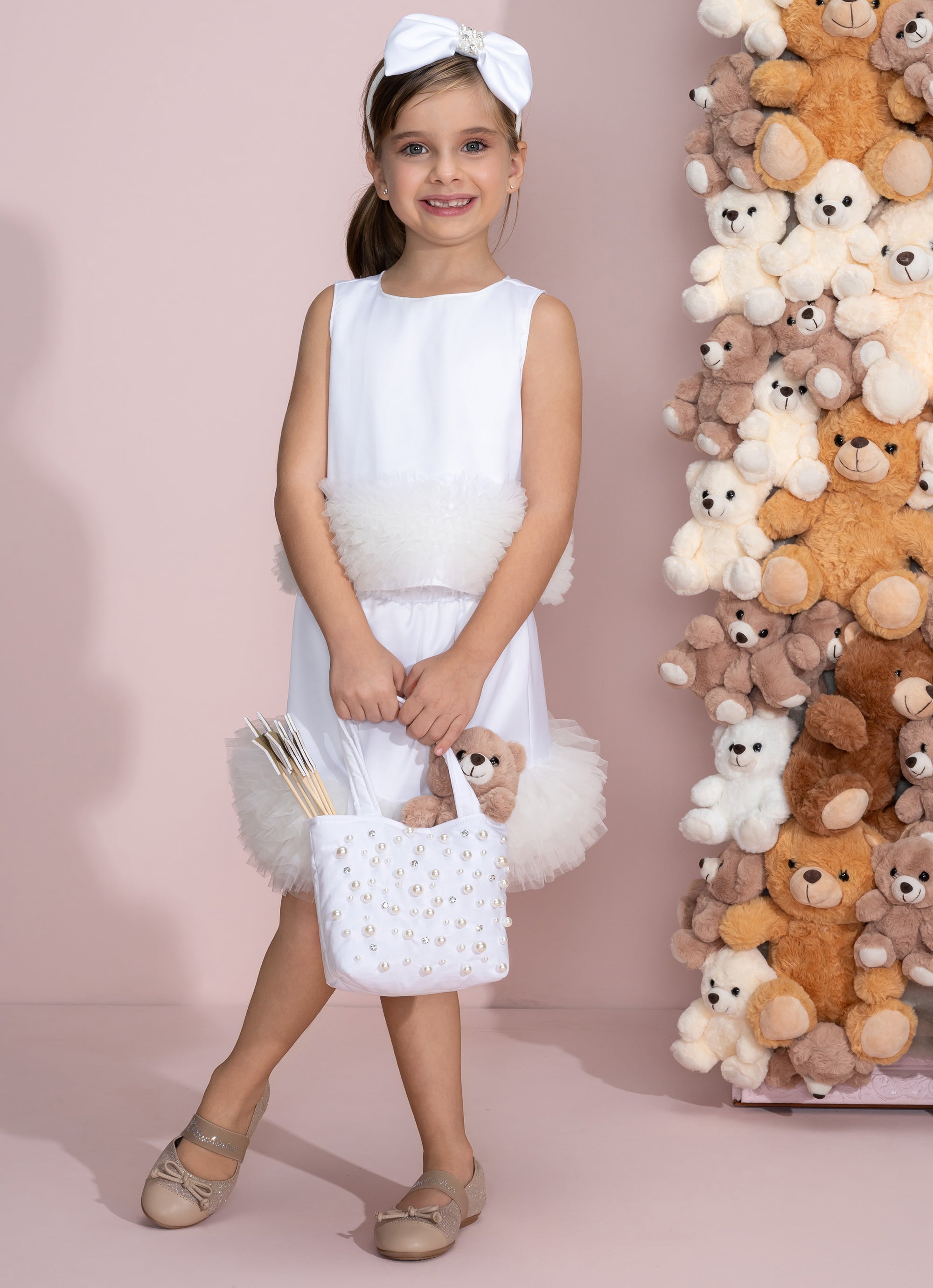 Conjunto Festa Regata e Saia Short Cetim e Tule