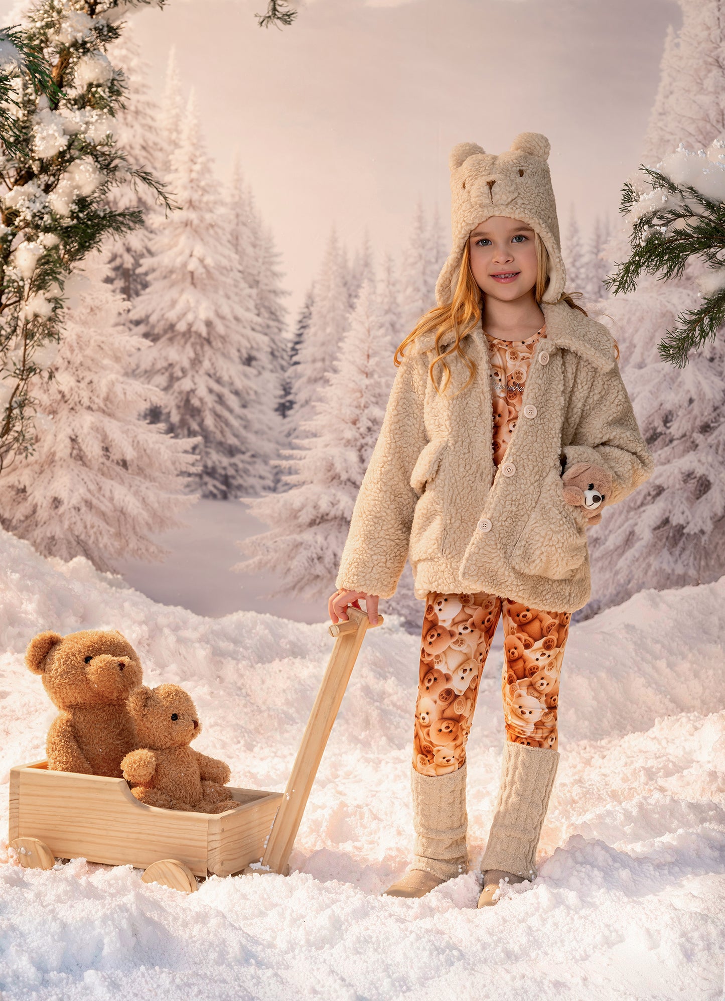 Casaco Pele Carneirinho Com Ursinho Après-Ski