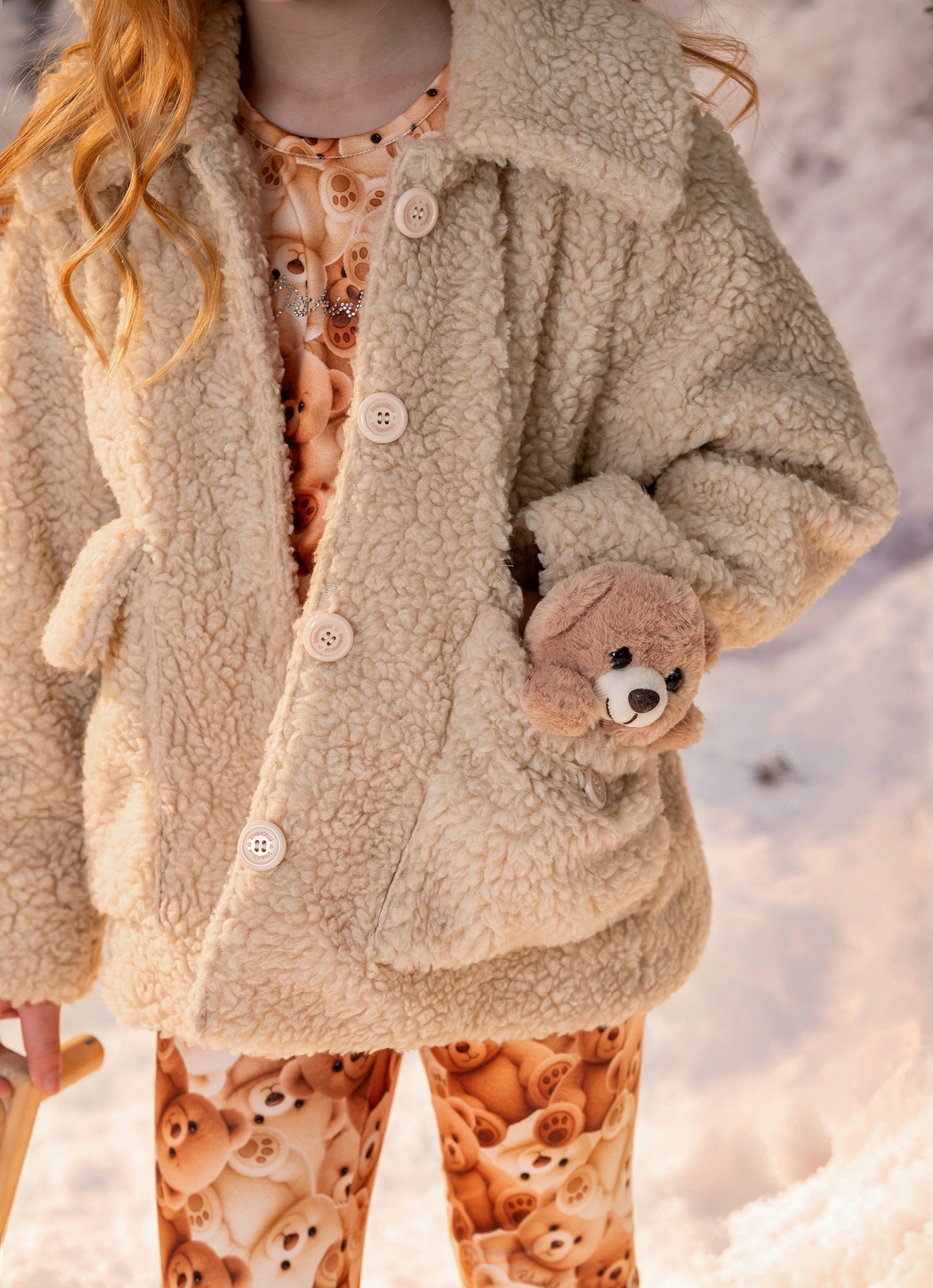 Casaco Pele Carneirinho Com Ursinho Après-Ski