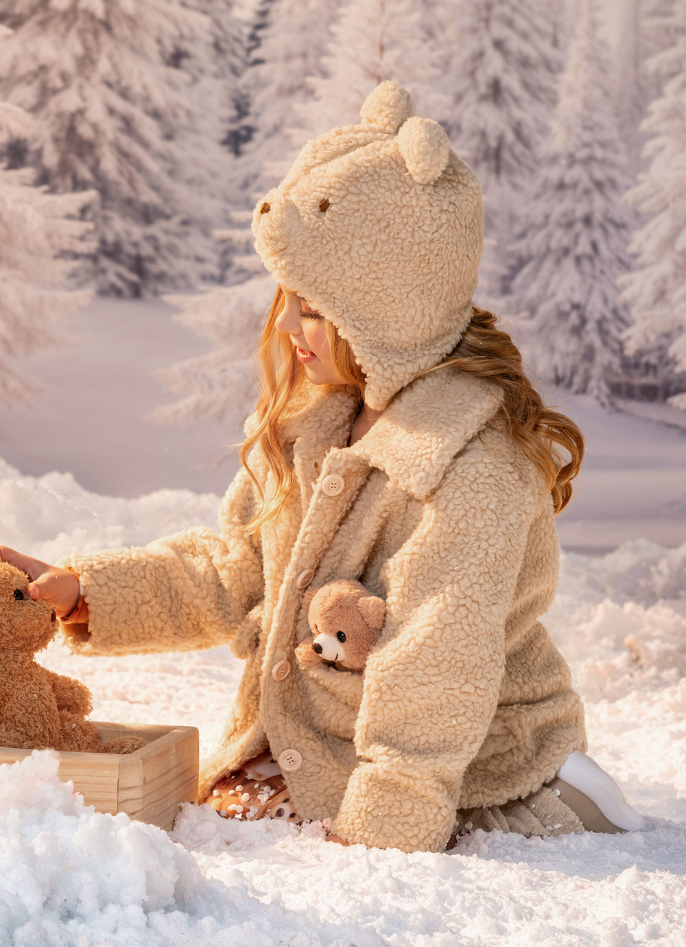 Casaco Pele Carneirinho Com Ursinho Après-Ski