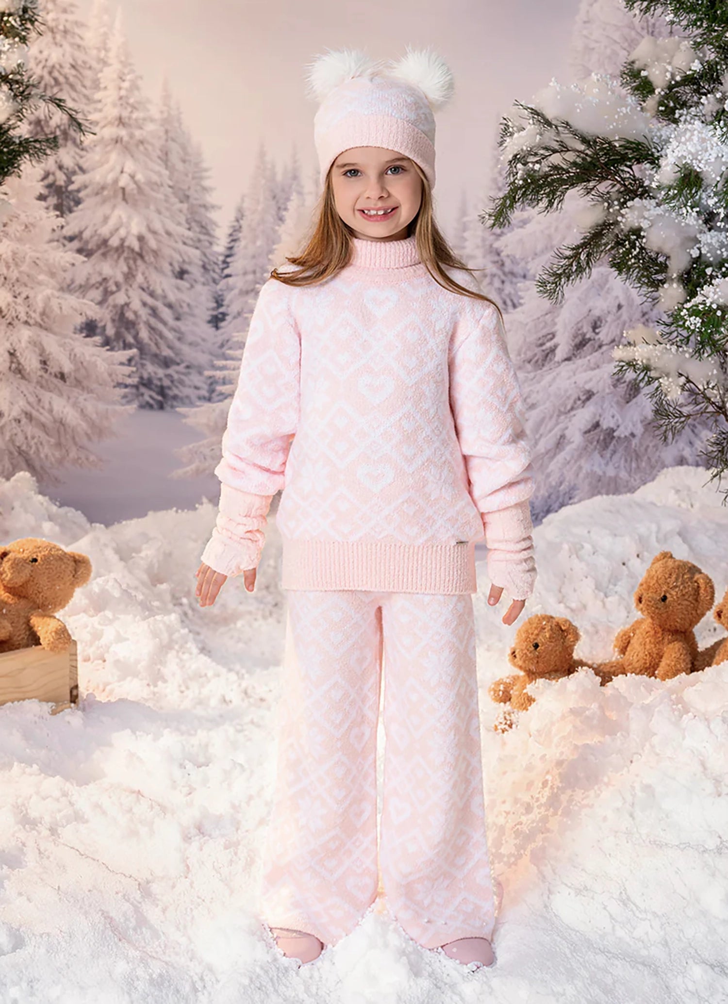 Calça Reta Tricot Jacquard Après-Ski