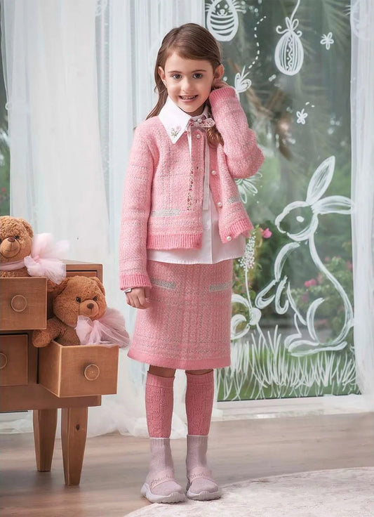 Saia Tricot Tweed Cristais