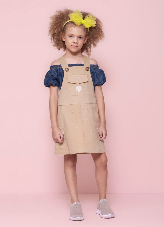 Blusa Cropped Jeans Cristais
