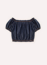 Blusa Cropped Jeans Cristais