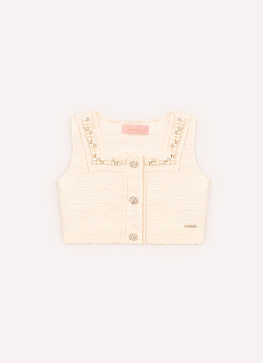 Blusa Regata Cropped Moletom Boucle