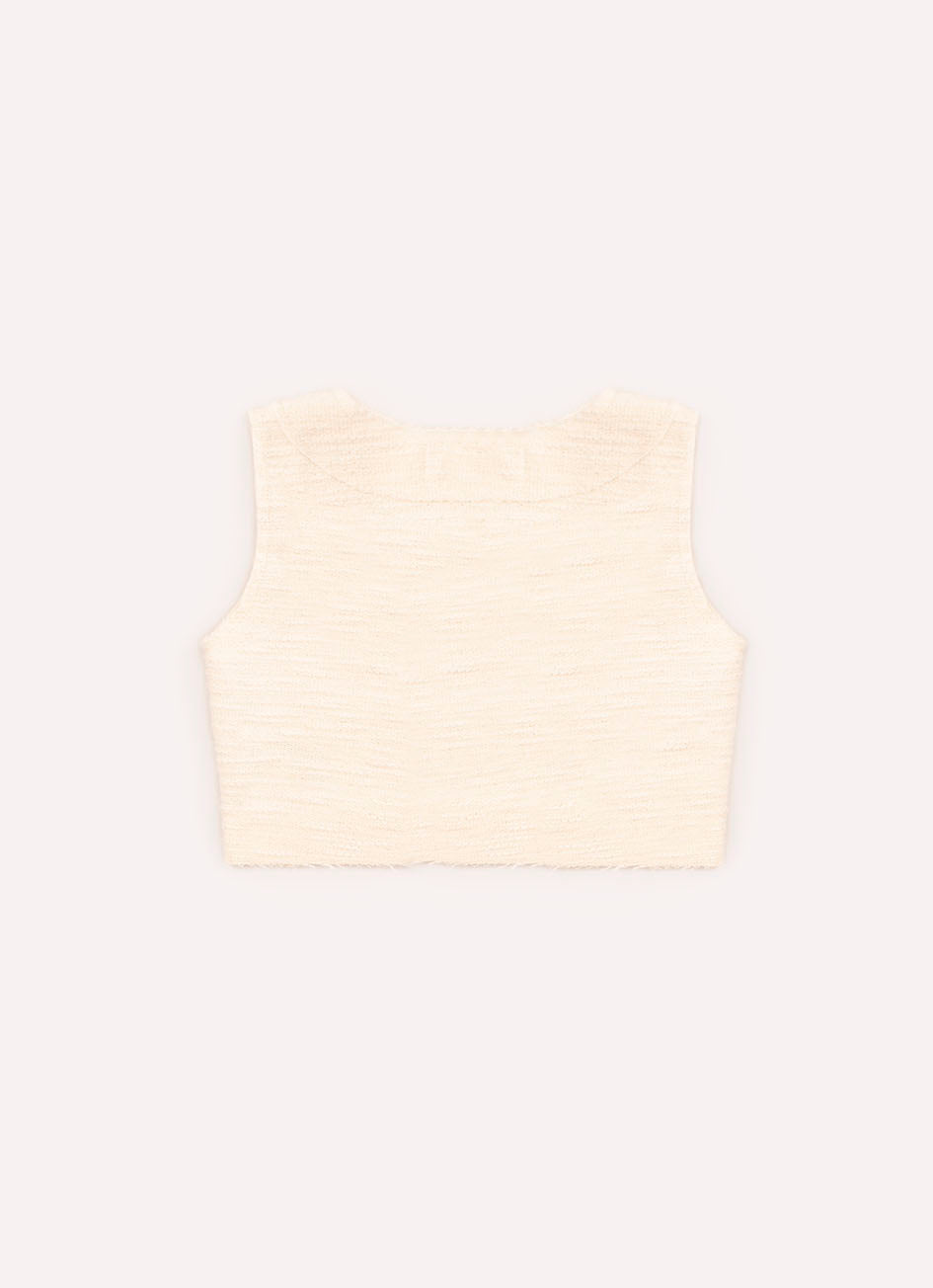 Blusa Regata Cropped Moletom Boucle