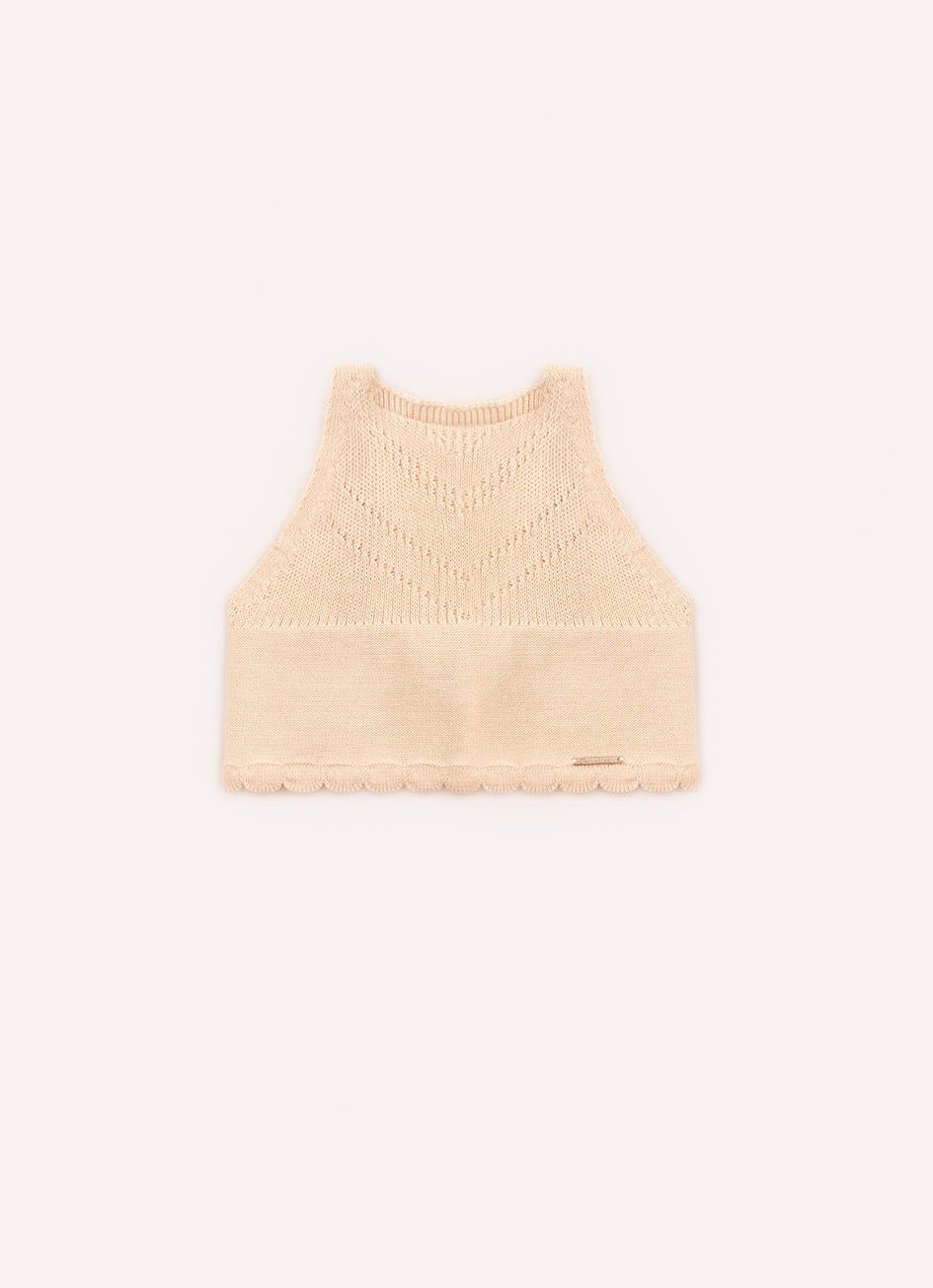 Blusa Cropped Tricot Ponto Crochê