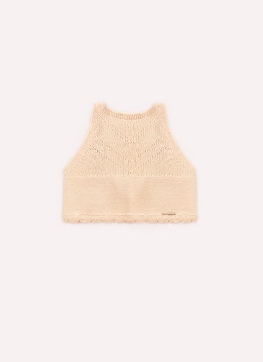 Blusa Cropped Tricot Ponto Crochê