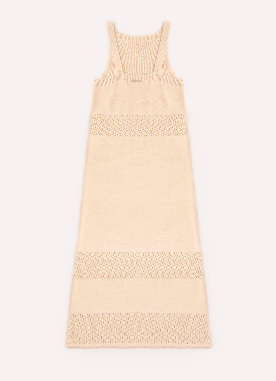 Vestido Longo Tricot Ponto Crochê