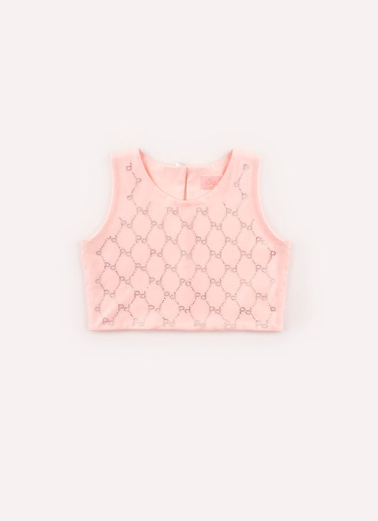 Blusa Cropped Cotton e Tule