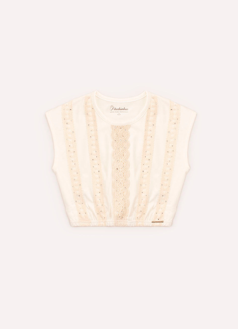 Blusa Alça Cotton Cristais