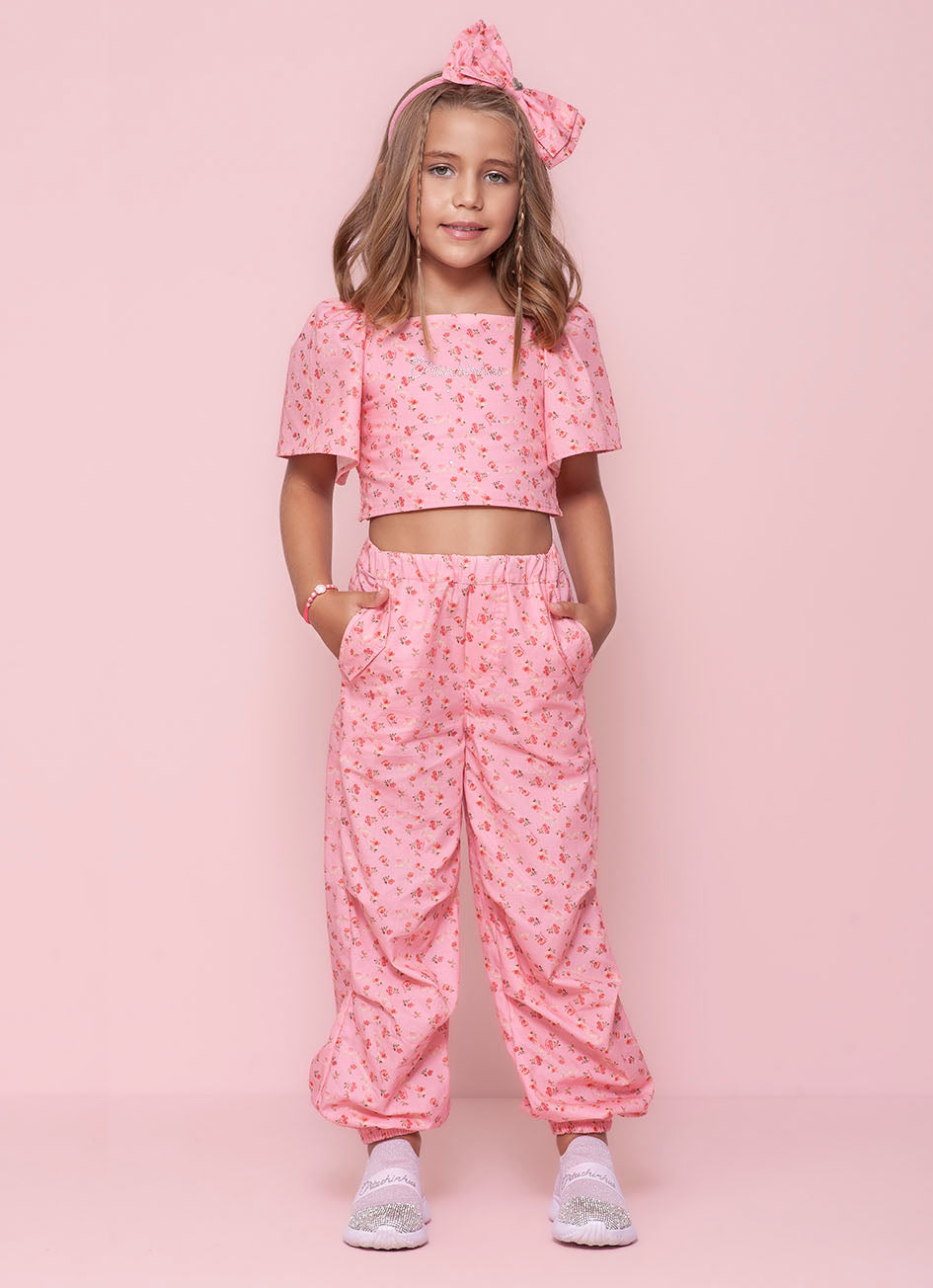 Blusa Cropped Algodão Estampado