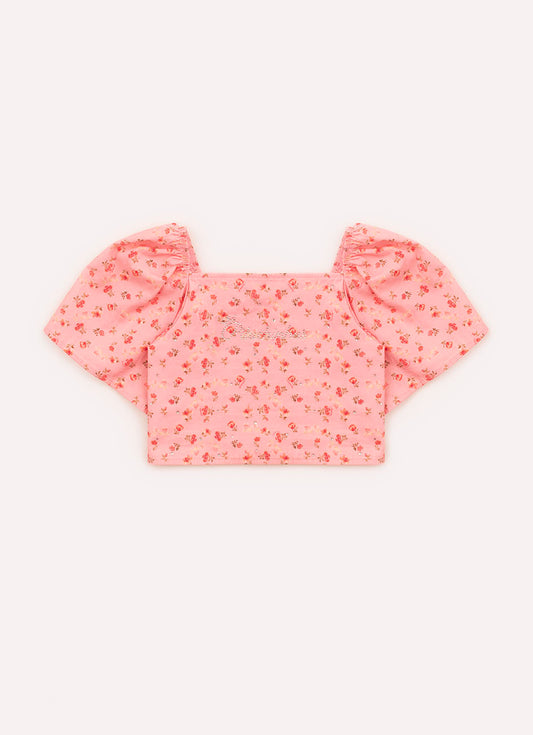 Blusa Cropped Algodão Estampado