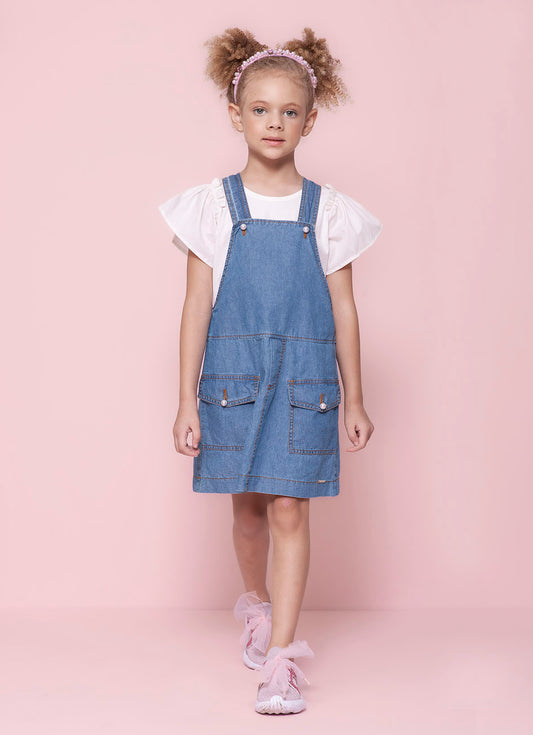 Jardineira Jeans Cargo
