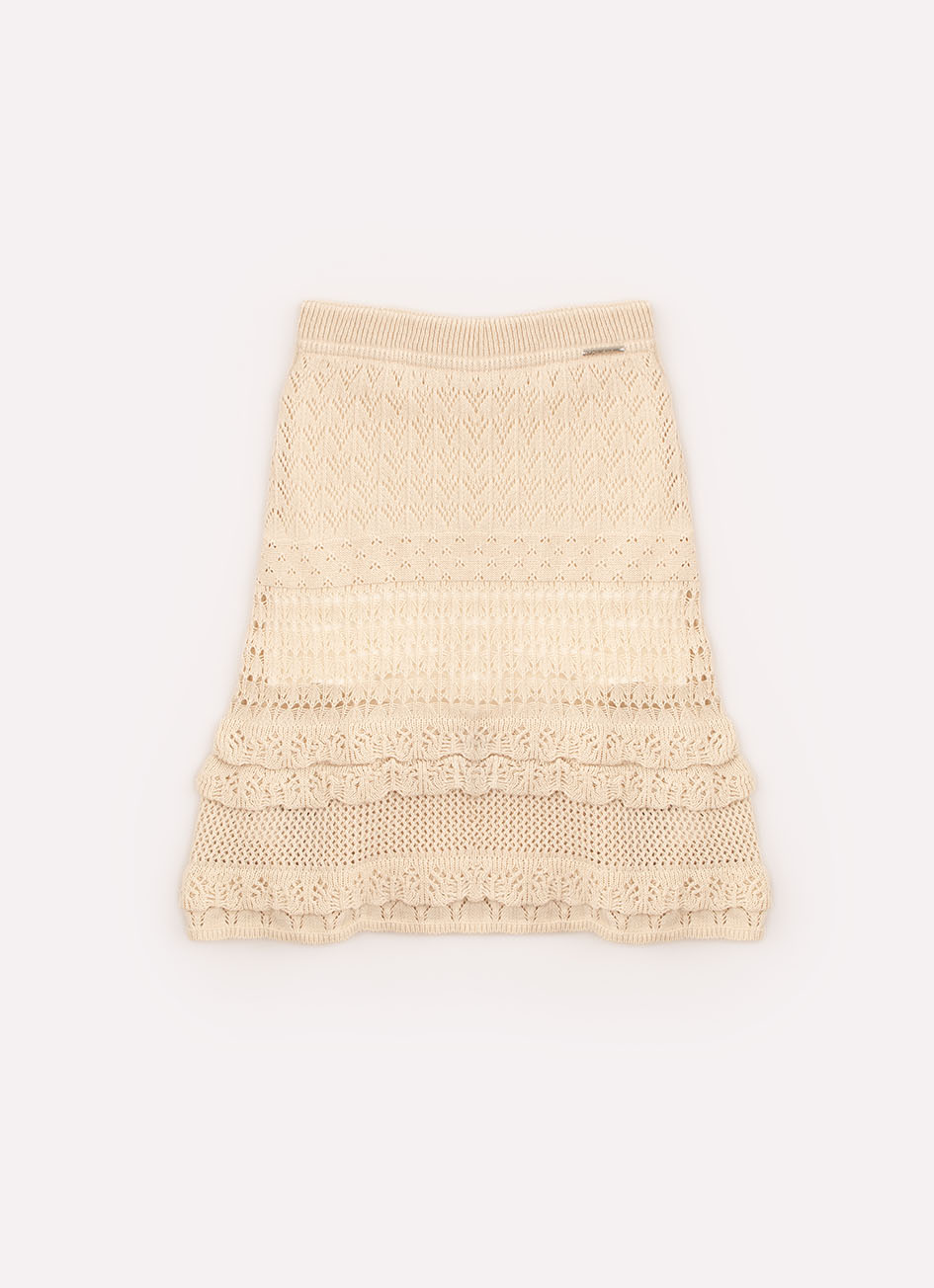 Saia Short Tricot Ponto Crochê