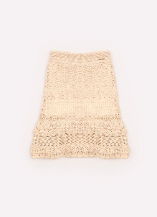Saia Short Tricot Ponto Crochê