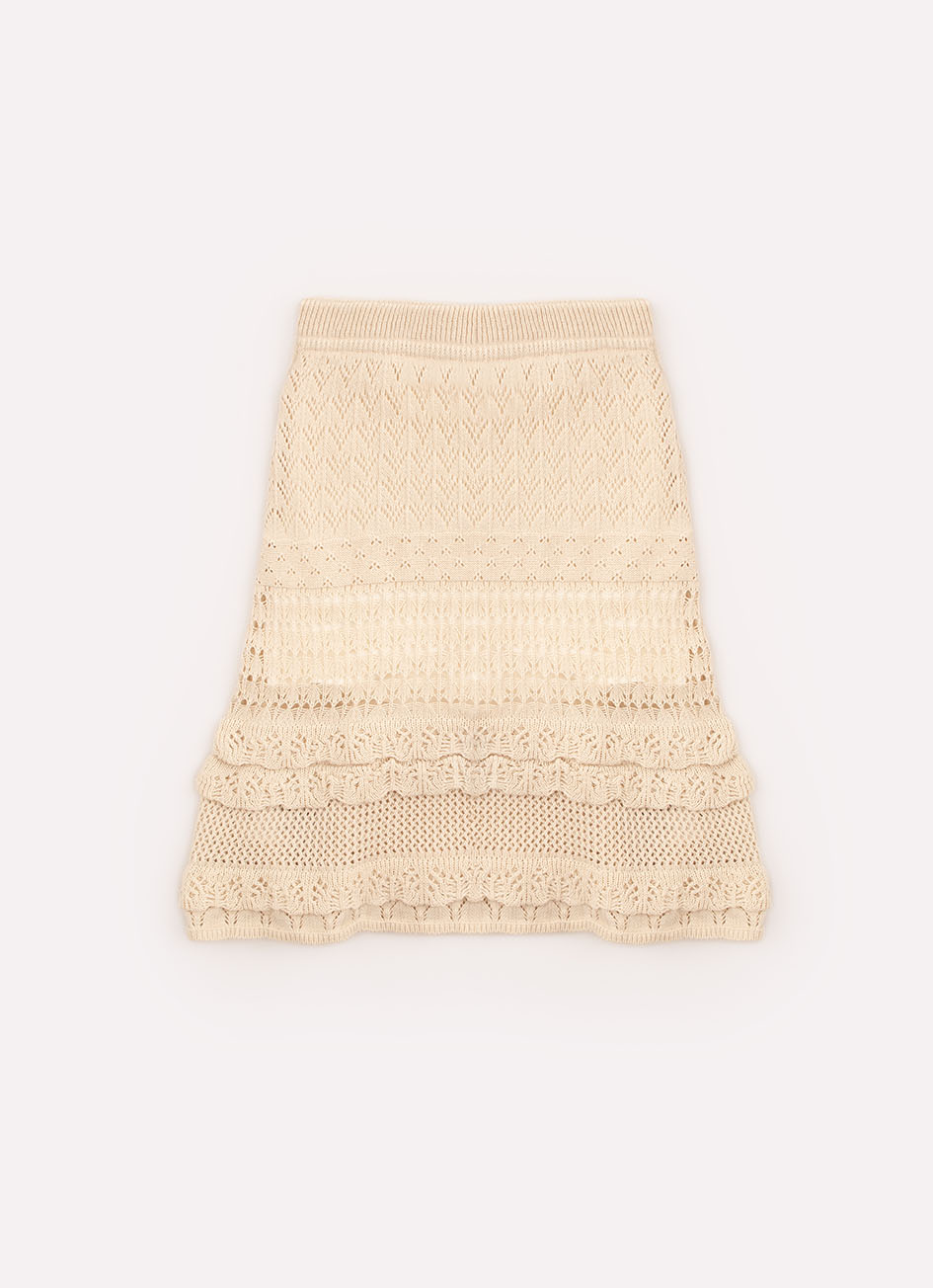 Saia Short Tricot Ponto Crochê