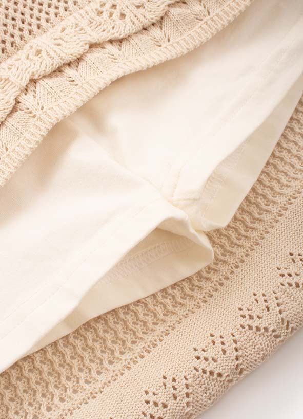 Saia Short Tricot Ponto Crochê