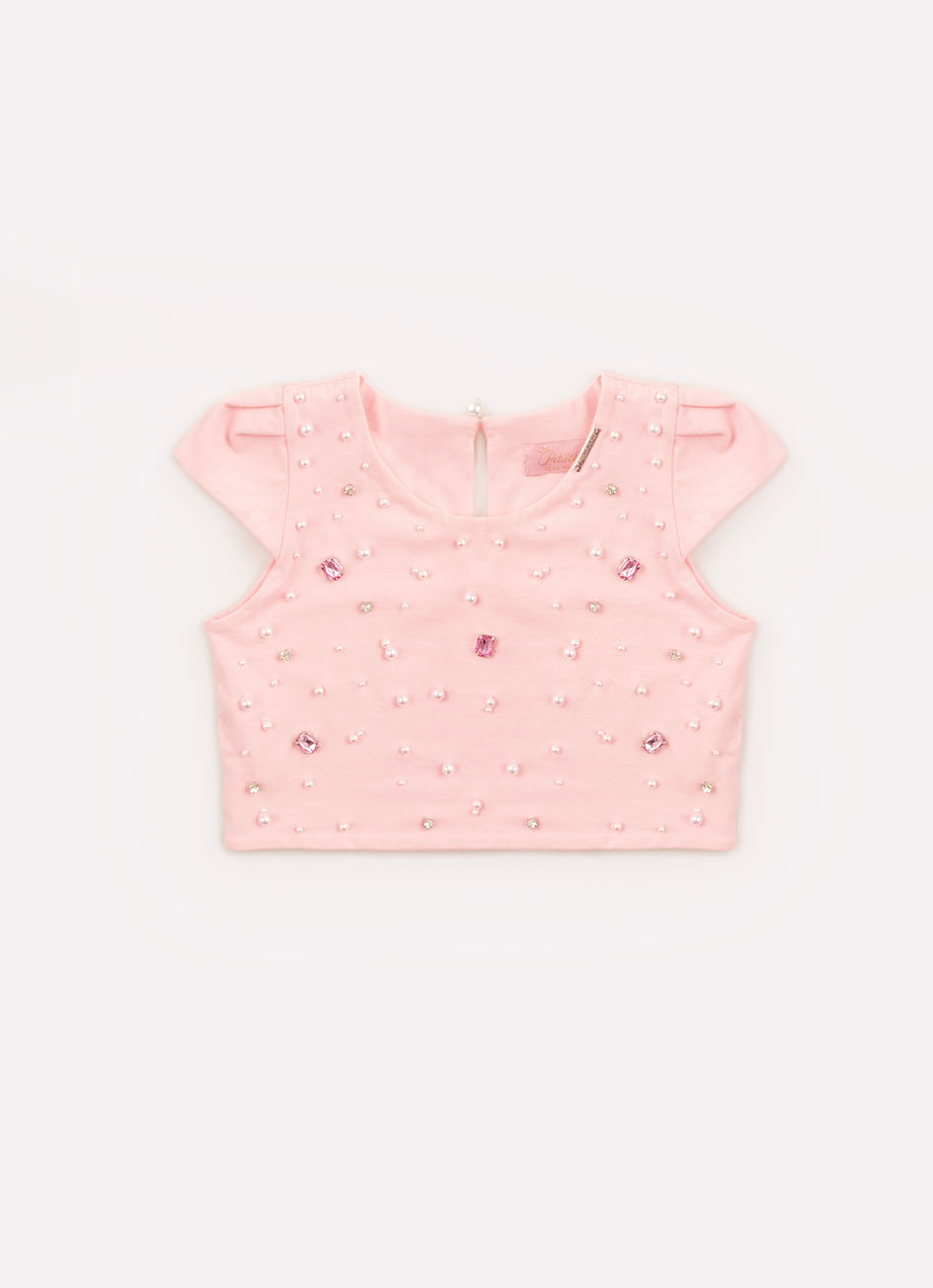Blusa Cropped Cotton Bordados