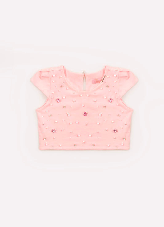 Blusa Cropped Cotton Bordados