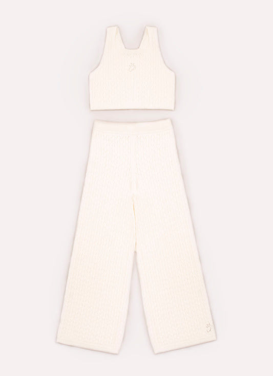 Conjunto Tricot Cropped com Wide Leg Cristal