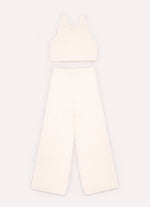 Conjunto Tricot Cropped com Wide Leg Cristal
